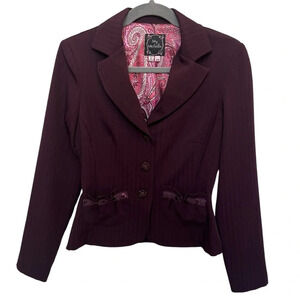 My Michelle Vintage Y2K Blazer with Sequins Burgundy Size 3/4